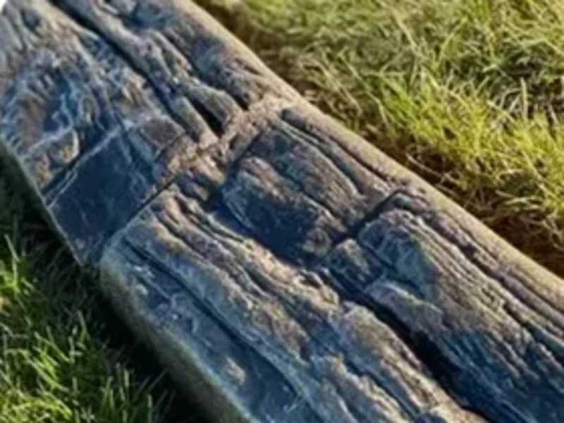 Hand-hewn textured concrete edging